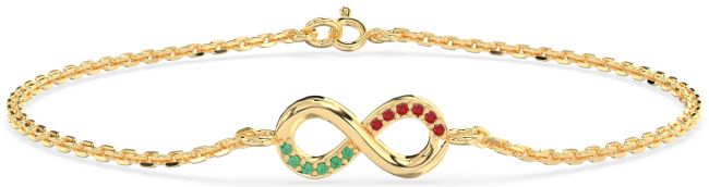 Emerald & Ruby Gold Infinity Chain Bracelet