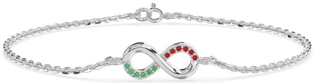 Emerald & Ruby Platinum Infinity Chain Bracelet