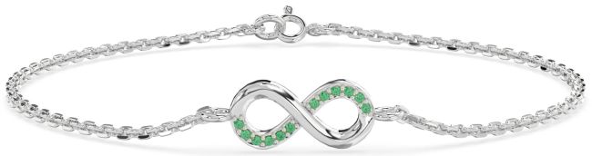 Emerald Platinum Infinity Chain Bracelet