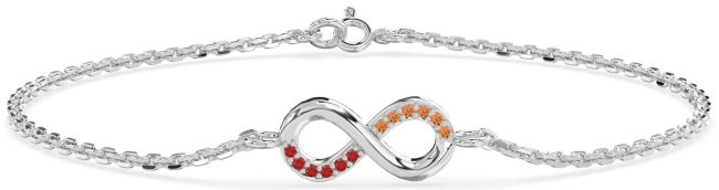 Ruby & Citrine Platinum Infinity Chain Bracelet