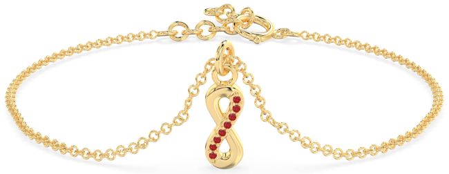 Ruby Gold Infinity Chain Bracelet