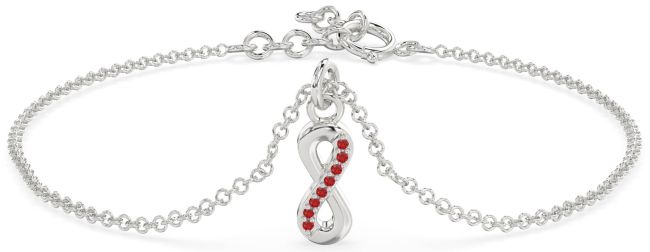 Ruby Silver Infinity Chain Bracelet