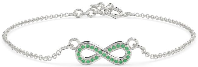 Emerald Silver Infinity Chain Bracelet