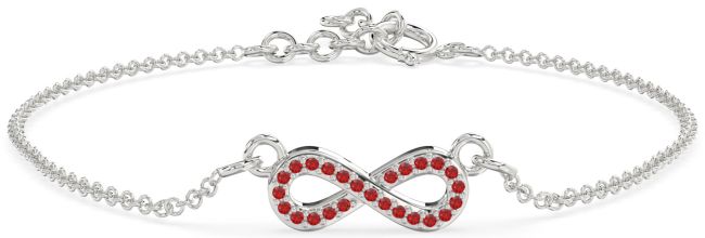 Ruby Silver Infinity Chain Bracelet