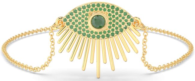Emerald Gold Silver Evil Eye Chain Bracelet
