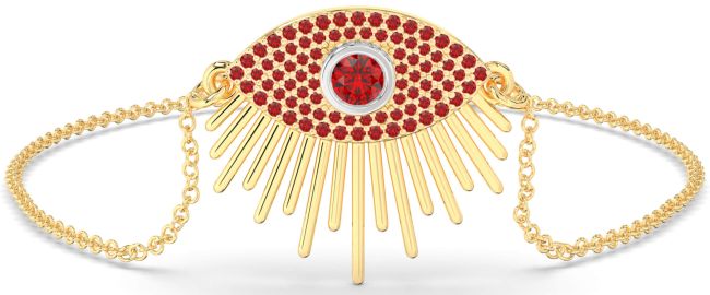 Ruby Gold Silver Evil Eye Chain Bracelet