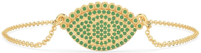 Emerald Gold Silver Evil Eye Chain Bracelet