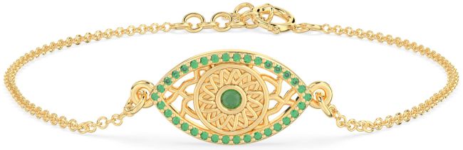 Emerald Gold Silver Evil Eye Chain Bracelet