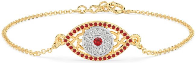 Ruby Gold Silver Evil Eye Chain Bracelet