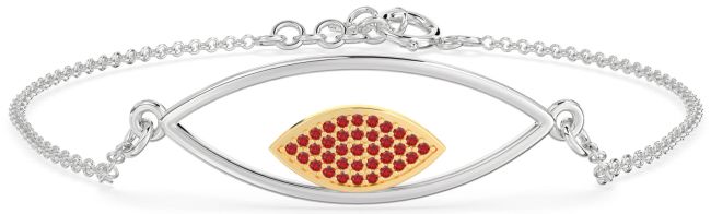 Ruby Gold Silver Evil Eye Chain Bracelet