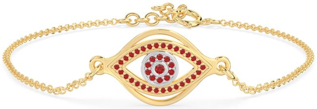 Ruby Gold Silver Evil Eye Chain Bracelet