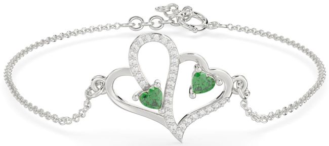 Diamond Emerald Platinum Chain Bracelet