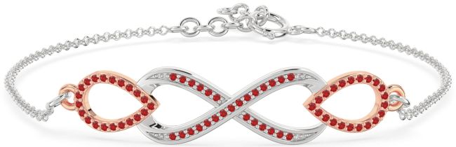 Ruby White Rose Gold Infinity Chain Bracelet