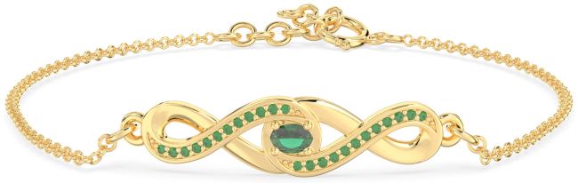 Emerald Gold Infinity Interlock Chain Bracelet