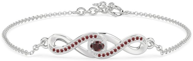 Garnet Platinum Infinity Interlock Chain Bracelet