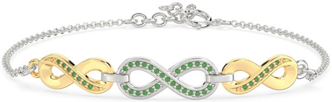 Emerald Platinum & Yellow Gold Infinity Chain Bracelet