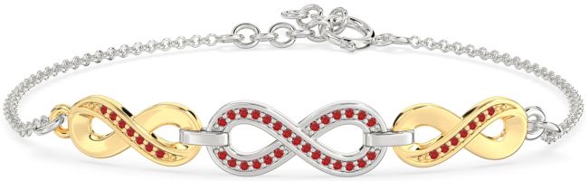 Ruby Silver & 10K gold Infinity Chain Bracelet