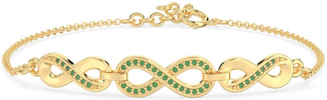 Emerald Gold Infinity Chain Bracelet