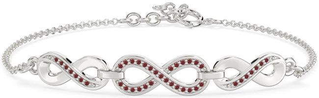 Garnet Silver Infinity Chain Bracelet