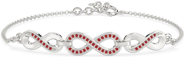 Ruby Silver Infinity Chain Bracelet