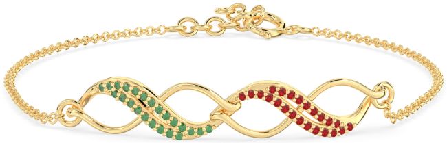 Emerald & Ruby Gold Infinity Chain Bracelet