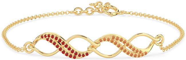 Ruby & Citrine Gold Infinity Chain Bracelet