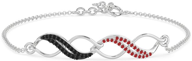 Black Diamond & Ruby Platinum Infinity Chain Bracelet