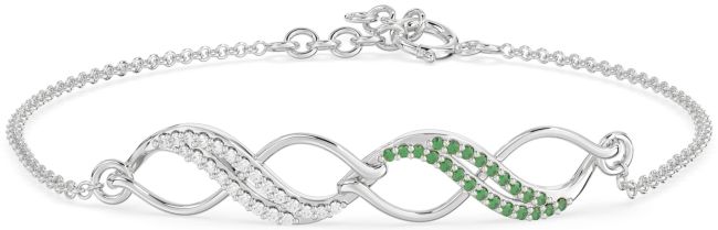 Emerald & Diamond Platinum Infinity Chain Bracelet