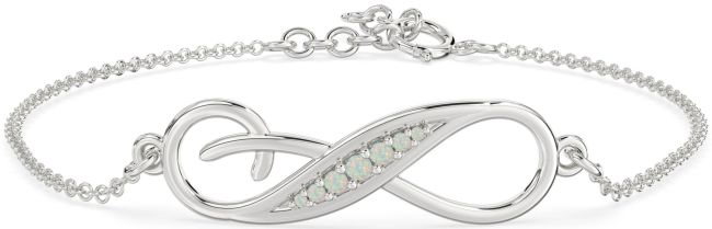 Opal Silver Infinity Chain Bracelet