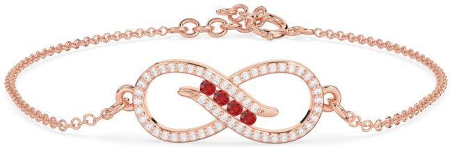 Diamond Ruby Rose Gold Silver Infinity Chain Bracelet