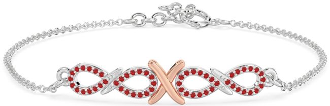 Ruby Platinum & Rose Gold Infinity Chain Bracelet