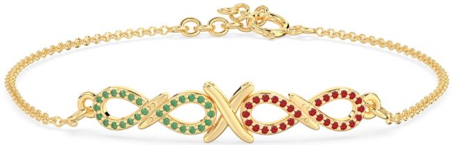 Emerald & Ruby Gold Infinity Chain Bracelet