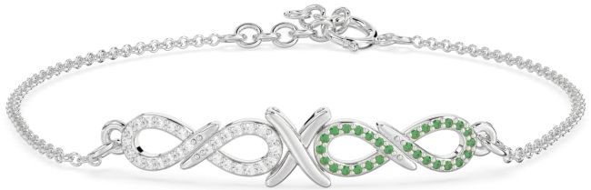 Emerald & Diamond Platinum Infinity Chain Bracelet