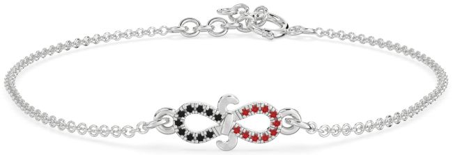 Black Diamond & Ruby Platinum Infinity Chain Bracelet