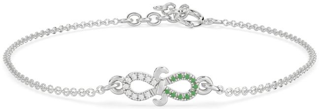 Emerald & Diamond Platinum Infinity Chain Bracelet