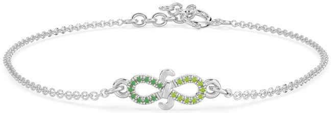 Emerald & Peridot Platinum Infinity Chain Bracelet