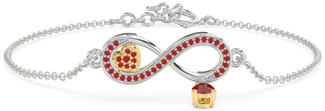 Ruby Gold Silver Infinity Heart Chain Bracelet
