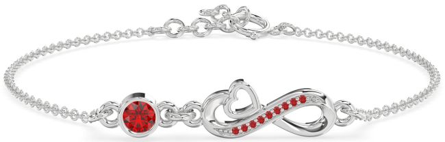 Ruby Platinum Infinity Heart Chain Bracelet