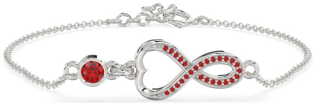 Ruby Platinum Infinity Heart Chain Bracelet