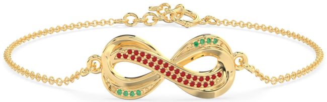 Emerald & Ruby Gold Infinity Chain Bracelet