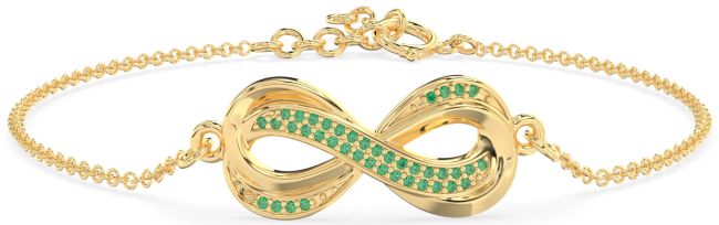 Emerald Gold Infinity Chain Bracelet
