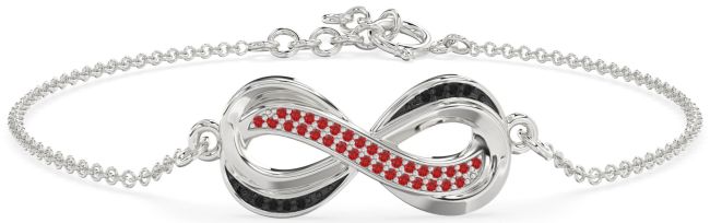 Black Diamond & Ruby Platinum Infinity Chain Bracelet