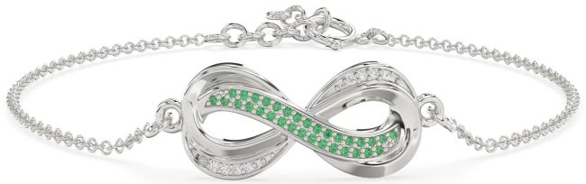 Emerald & Diamond Platinum Infinity Chain Bracelet