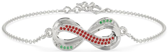 Emerald & Ruby Platinum Infinity Chain Bracelet
