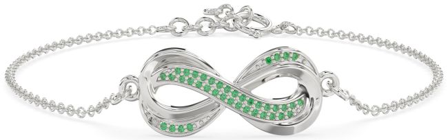 Emerald Platinum Infinity Chain Bracelet
