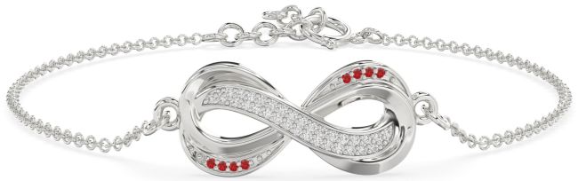 Diamond & Ruby Platinum Infinity Chain Bracelet