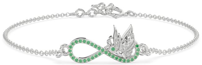 Emerald Platinum Infinity Butterfly Chain Bracelet
