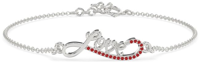 Ruby Silver Love Infinity Chain Bracelet