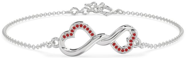 Ruby Platinum Infinity Heart Chain Bracelet