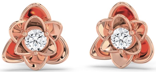 Diamond Rose Gold Flower Stud Earrings